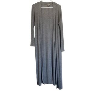 A New Day Duster Cardigan Open Front‎ Lightweight Knit Gray Medium Long Fall